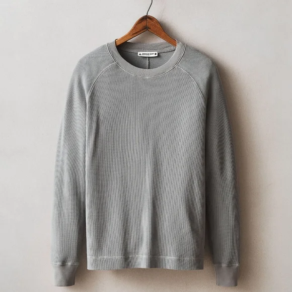 NEW American Giant Thermal Long Sleeve Crew Tee Sharkskin Grey Size 2XL